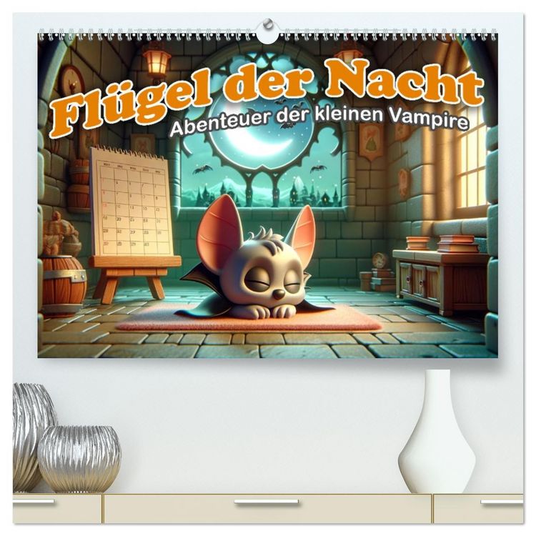 Produktbild: Fl&uuml;gel der Nacht: Abenteuer der kleinen Vampire (hochwertiger Premium Wandkalender 2026 DIN A2 quer), Kunstdruck in Hochglanz