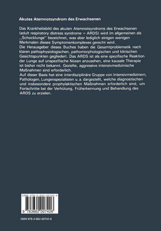 Produktbild: ARDS Akutes Atemnotsyndrom des Erwachsenen. Adult Respiratory Distress Syndrome