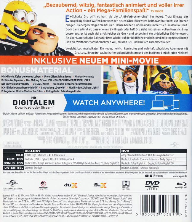 Produktbild: Ich - Einfach unverbesserlich 3 (+ DVD)