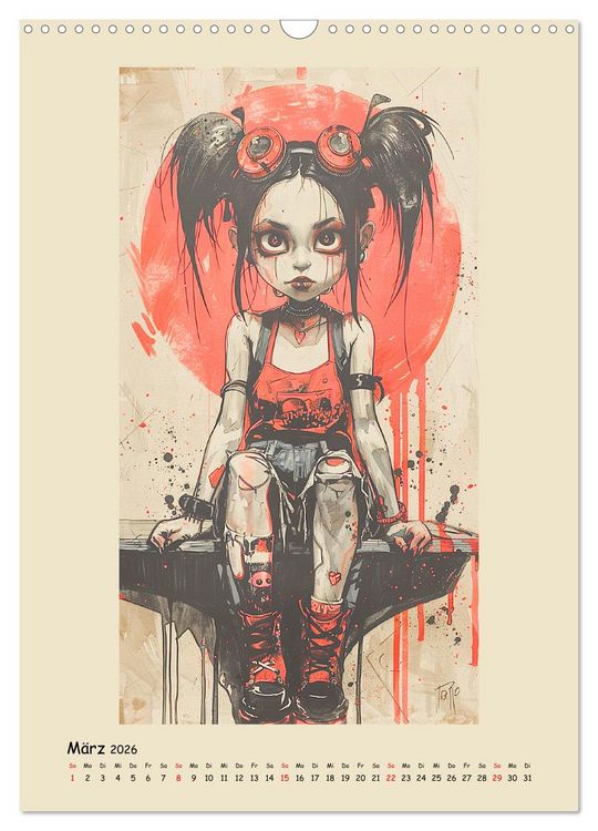 Produktbild: Gothic Punk Girls im k&uuml;nstlerischen Manga-Stil (Wandkalender 2026 DIN A3 hoch), CALVENDO Monatskalender
