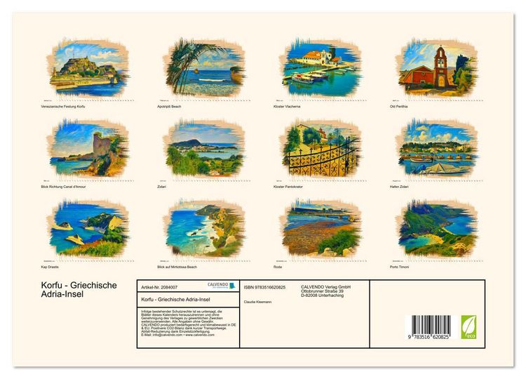 Produktbild: Korfu - Griechische Adria-Insel (hochwertiger Premium Wandkalender 2026 DIN A2 quer), Kunstdruck in Hochglanz