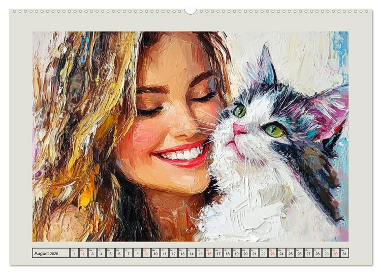 Produktbild: Zweisamkeit in Farben. Katzen und Menschen in Harmonie (Wandkalender 2026 DIN A2 quer), CALVENDO Monatskalender