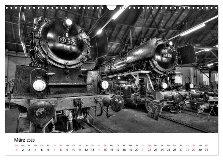 Produktbild: Unter Dampf - Eisenbahnromantik in schwarz-wei&szlig; (Wandkalender 2026 DIN A3 quer), CALVENDO Monatskalender