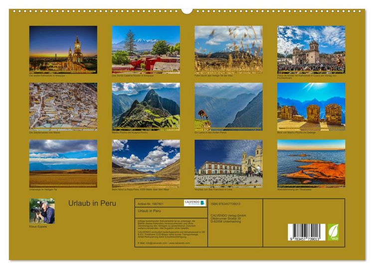 Produktbild: Urlaub in Peru (hochwertiger Premium Wandkalender 2026 DIN A2 quer), Kunstdruck in Hochglanz