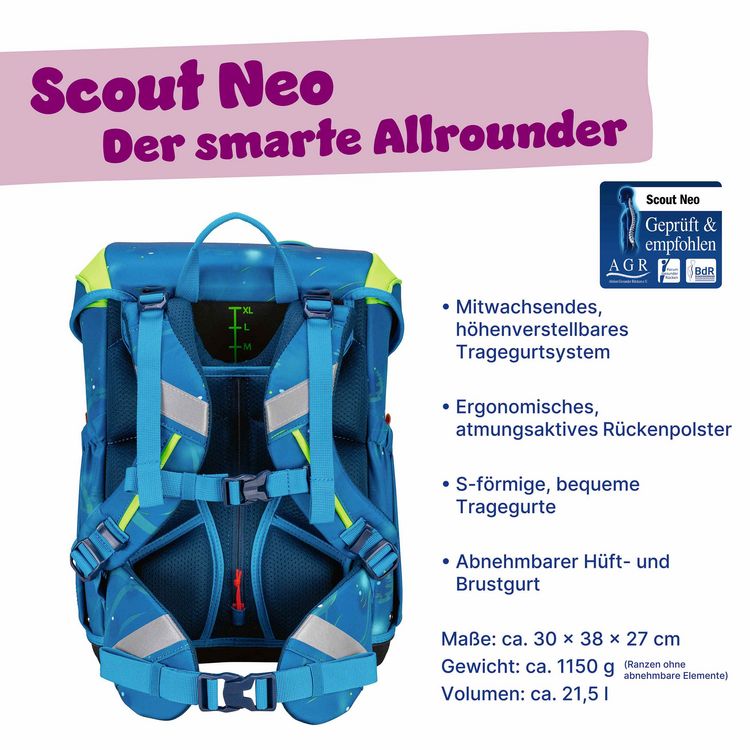 Produktbild: Scout Schulranzen Set Neo, Schulranzen Set, 4tlg, Deep Sea