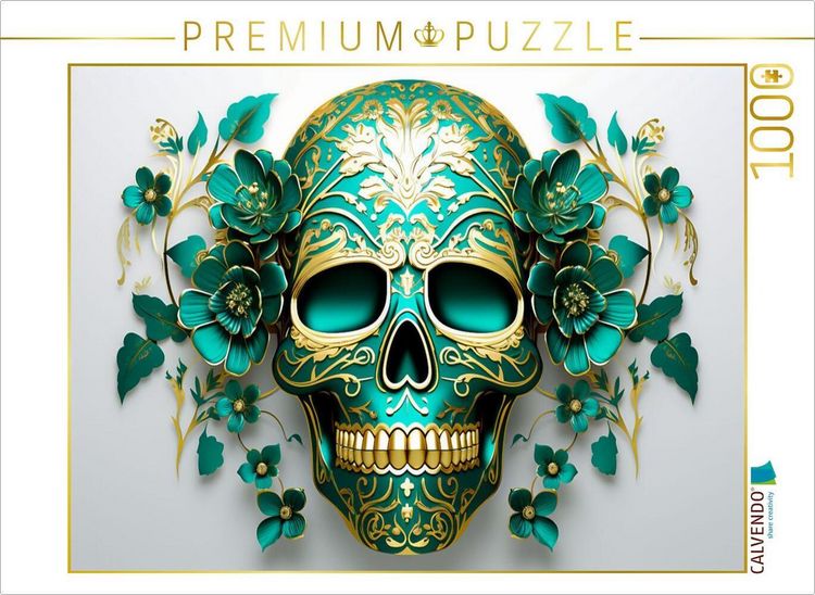 Produktbild: CALVENDO Puzzle Green Skull | 1000 Teile Lege-Gr&ouml;&szlig;e 64x48cm Foto-Puzzle f&uuml;r gl&uuml;ckliche Stunden