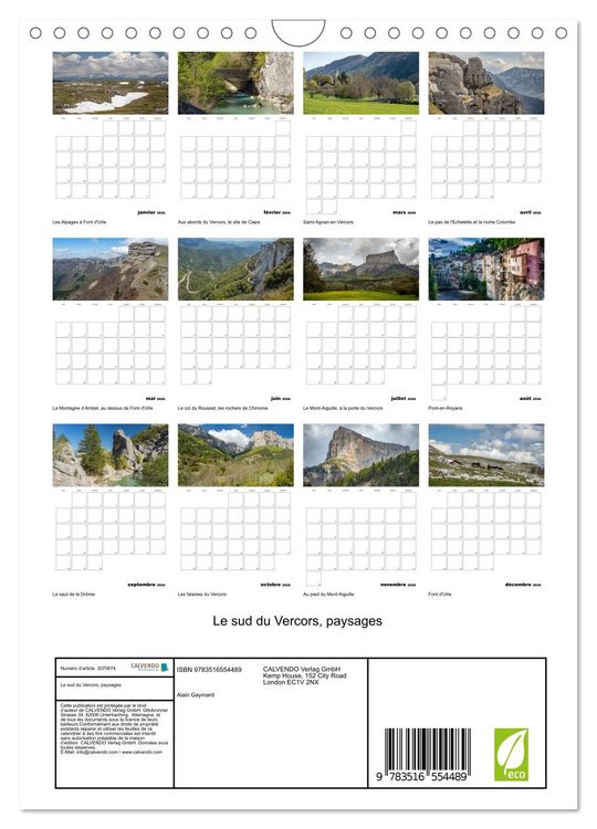 Produktbild: Le sud du Vercors, paysages (Calendrier mural 2026 DIN A4 horizontal), CALVENDO calendrier mensuel