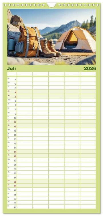 Produktbild: Familienplaner 2026 - Camping-Life und Abenteuer mit 5 Spalten (Wandkalender, 21 x 45 cm) CALVENDO