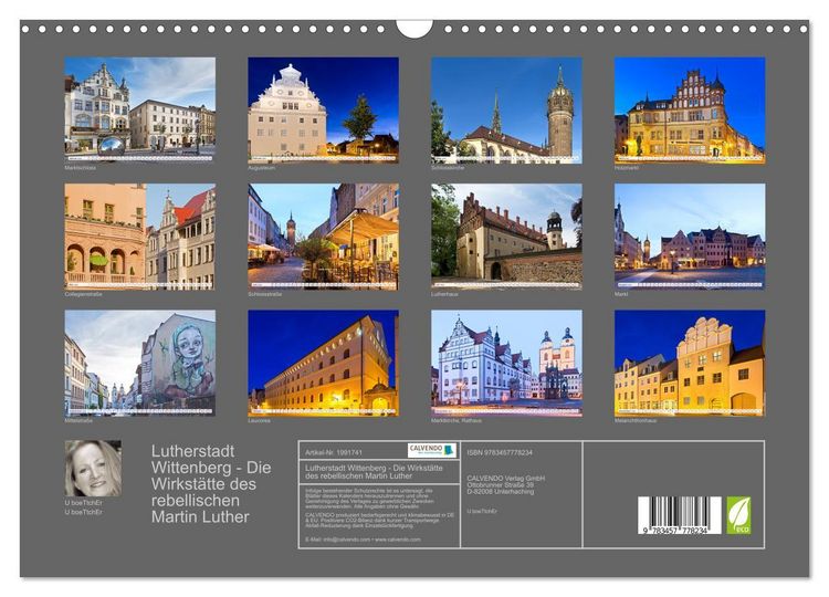 Produktbild: Lutherstadt Wittenberg - Die Wirkst&auml;tte des rebellischen Martin Luther (Wandkalender 2026 DIN A3 quer), CALVENDO Monatskalender
