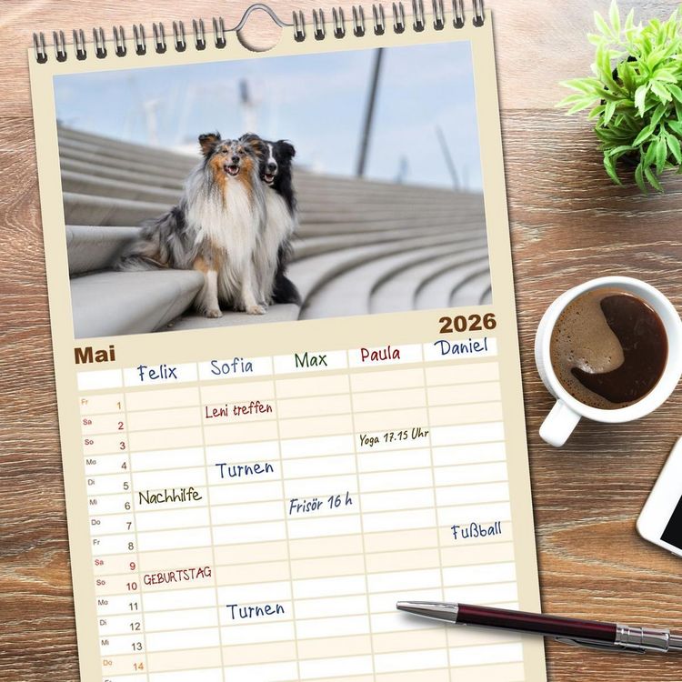 Produktbild: Familienplaner 2026 - Hunde in der City - Unterwegs in Hamburg mit 5 Spalten (Wandkalender, 21 x 45 cm) CALVENDO