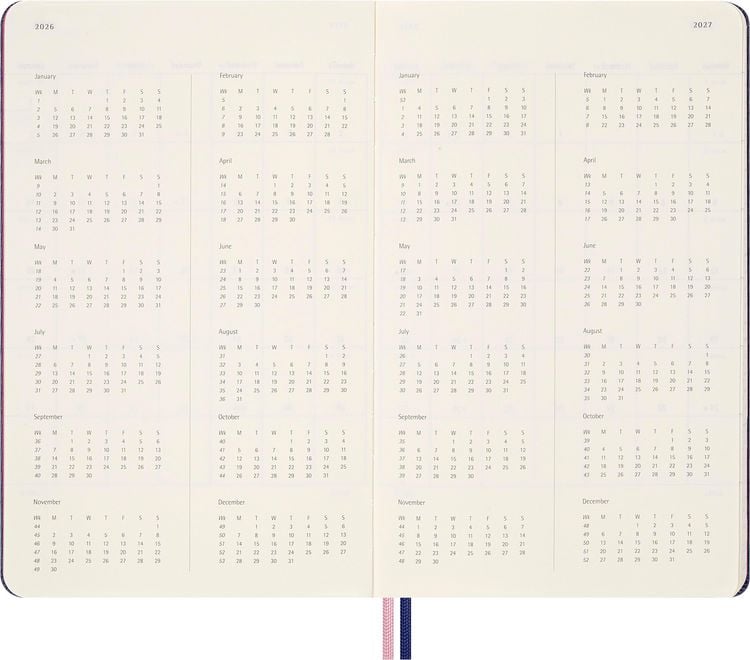 Produktbild: Moleskine Sakura 18 Monate Wochen Notizkalender 2025/2026, L/A5, 1 Wo = 1 Seite , rechts linierte Seite, fester Einband, liniert
