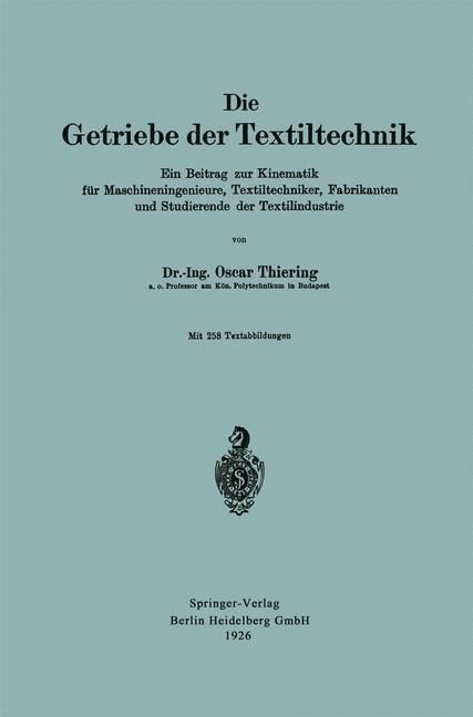 Produktbild: Die Getriebe der Textiltechnik