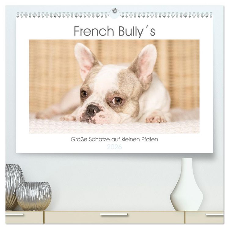 Produktbild: French Bully&acute;s - Gro&szlig;e Sch&auml;tze auf kleinen Pfoten (hochwertiger Premium Wandkalender 2026 DIN A2 quer), Kunstdruck in Hochglanz