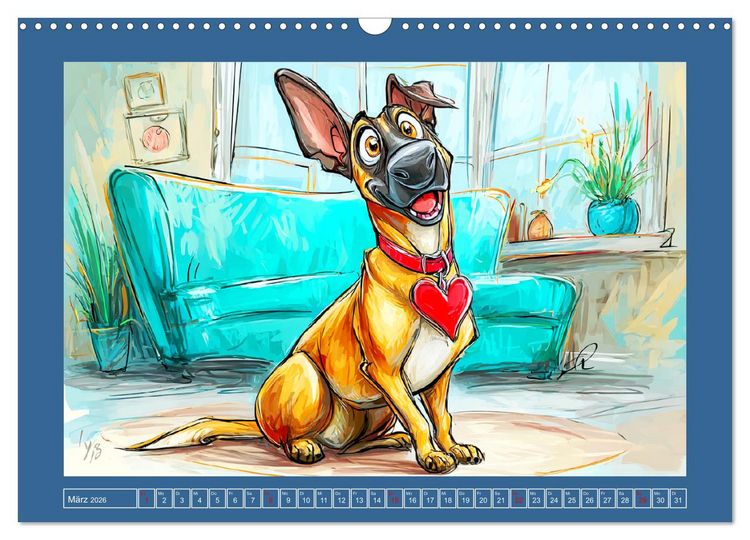 Produktbild: Malinois Fun. Lustige Cartoons vom Diensthund des Jahres! (Wandkalender 2026 DIN A3 quer), CALVENDO Monatskalender
