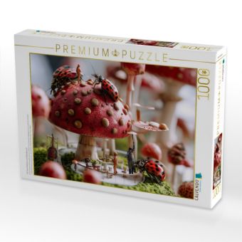 Produktbild: CALVENDO Puzzle Auf dem Pilzthron mit K&auml;ferbesuch | 1000 Teile Lege-Gr&ouml;&szlig;e 64x48cm Foto-Puzzle f&uuml;r gl&uuml;ckliche Stunden