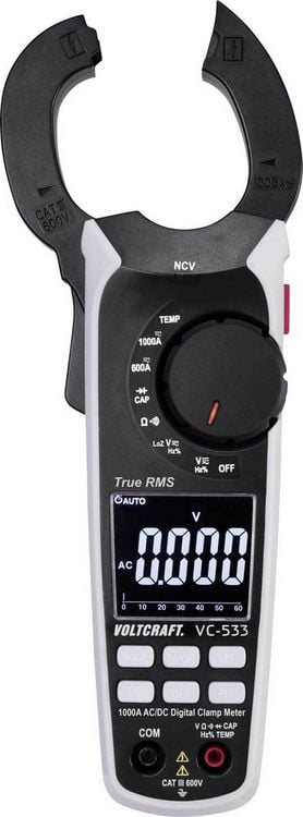 Produktbild: VOLTCRAFT VC-533 Stromzange digital CAT III 600V Anzeige (Counts): 6000