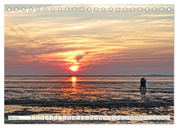 Produktbild: Sonnenunterg&auml;nge, an der Nordseek&uuml;ste vor Cuxhaven (Tischkalender 2026 DIN A5 quer), CALVENDO Monatskalender