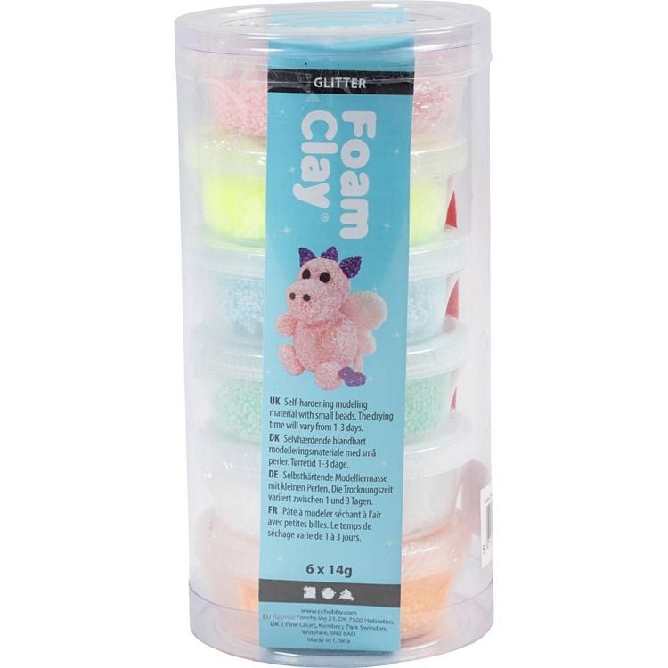 Produktbild: Creativ Company Foam Clay Glitter, Pastellfarben, 6x14g