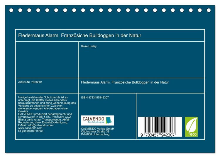 Produktbild: Fledermaus Alarm. Franz&ouml;siche Bulldoggen in der Natur (Tischkalender 2026 DIN A5 quer), CALVENDO Monatskalender