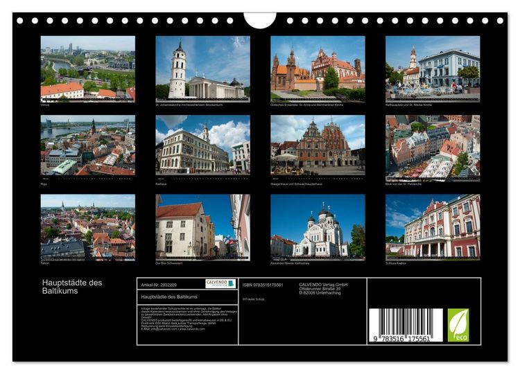 Produktbild: Hauptst&auml;dte des Baltikums (Wandkalender 2026 DIN A4 quer), CALVENDO Monatskalender