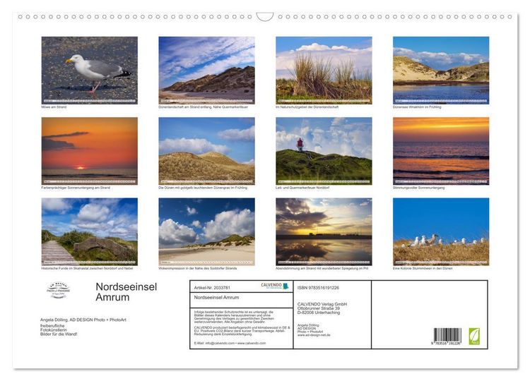 Produktbild: Nordseeinsel Amrum (Wandkalender 2026 DIN A2 quer), CALVENDO Monatskalender
