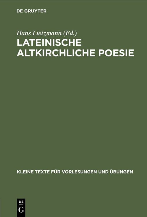 Produktbild: Lateinische altkirchliche Poesie