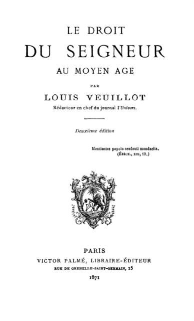 Produktbild: Le Droit Du Seigneur Au Moyen-Age