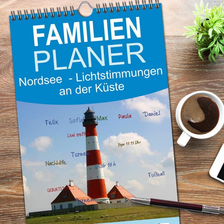 Produktbild: Familienplaner 2026 - Nordsee - Lichtstimmungen an der K&uuml;ste mit 5 Spalten (Wandkalender, 21 x 45 cm) CALVENDO