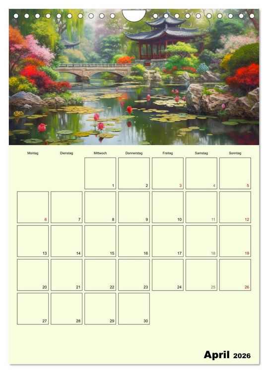 Produktbild: Im japanischen Garten. Zauberhafte Illustrationen (Wandkalender 2026 DIN A4 hoch), CALVENDO Monatskalender