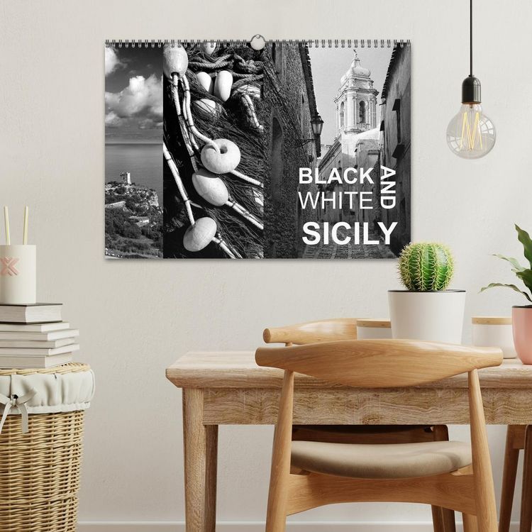 Produktbild: Black and White Sicily (Wall Calendar 2026 DIN A3 landscape), CALVENDO 12 Month Wall Calendar