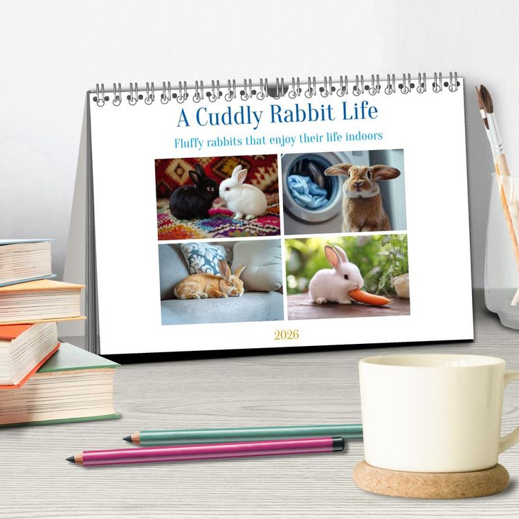 Produktbild: A Cuddly Rabbit Life (Desk Calendar 2026 DIN A5 landscape), CALVENDO 12 Month DeskCalendar