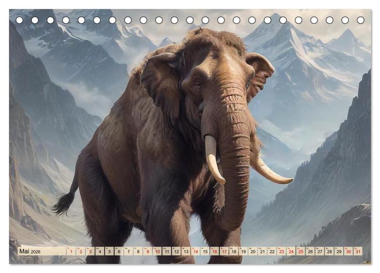 Produktbild: Riesen der Eiszeit &ndash; Ein Jahr voller Mammut Momente (Tischkalender 2026 DIN A5 quer), CALVENDO Monatskalender