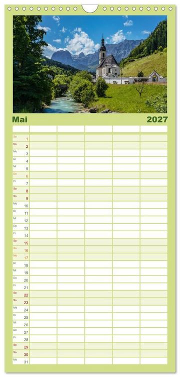 Produktbild: Familienplaner 2027 - Bayern - Seen, Berge, Landschaft mit 5 Spalten (Wandkalender, 21 x 45 cm) CALVENDO