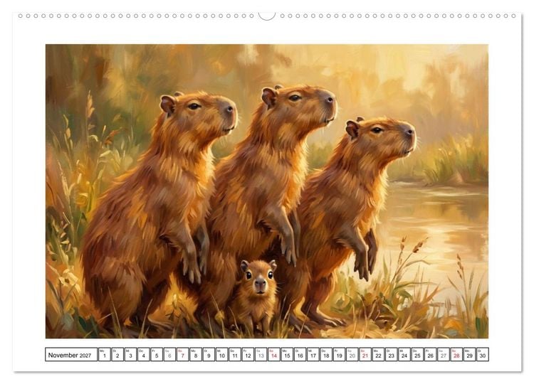 Produktbild: Capybara &ndash; Ein Nachmittag am Fluss (Wandkalender 2027 DIN A2 quer), CALVENDO Monatskalender