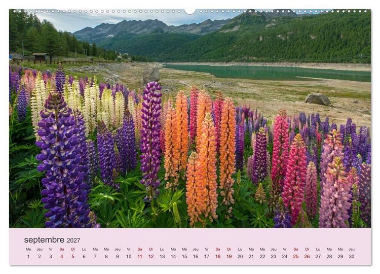 Produktbild: Montagnes, lacs et chalets dans la vall&eacute;e d'Aoste (Calendrier mural 2027 DIN A2 vertical) calendrier de bureau