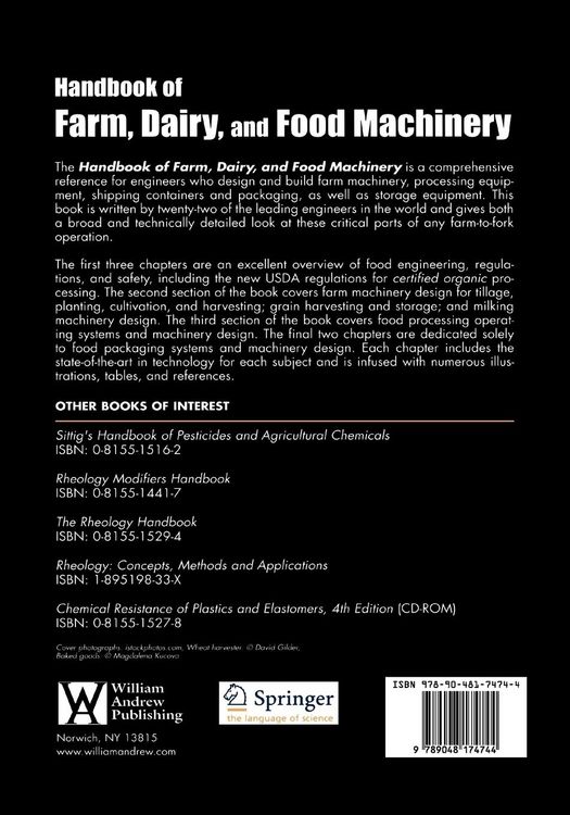 Produktbild: Handbook of Farm, Dairy and Food Machinery