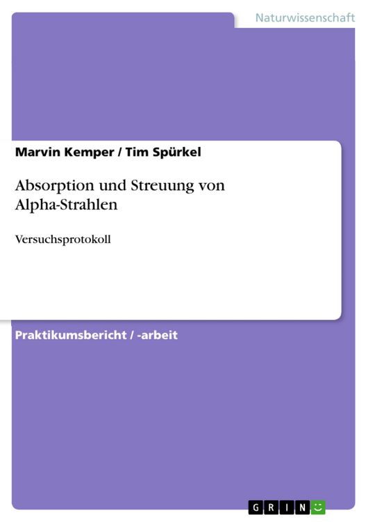 Produktbild: Absorption und Streuung von Alpha-Strahlen