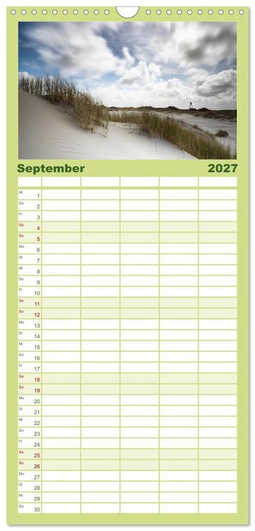 Produktbild: Familienplaner 2027 - Ameland Wundersch&ouml;ne Insel mit 5 Spalten (Wandkalender, 21 x 45 cm) CALVENDO