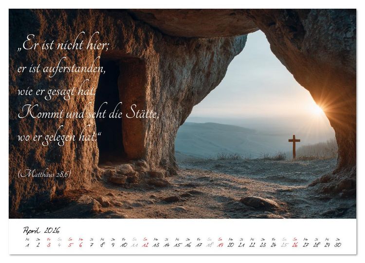 Produktbild: Christlicher Kalender mit Bibelzitaten und spirituellen Bildern (Wandkalender 2026 DIN A2 quer), CALVENDO Monatskalender