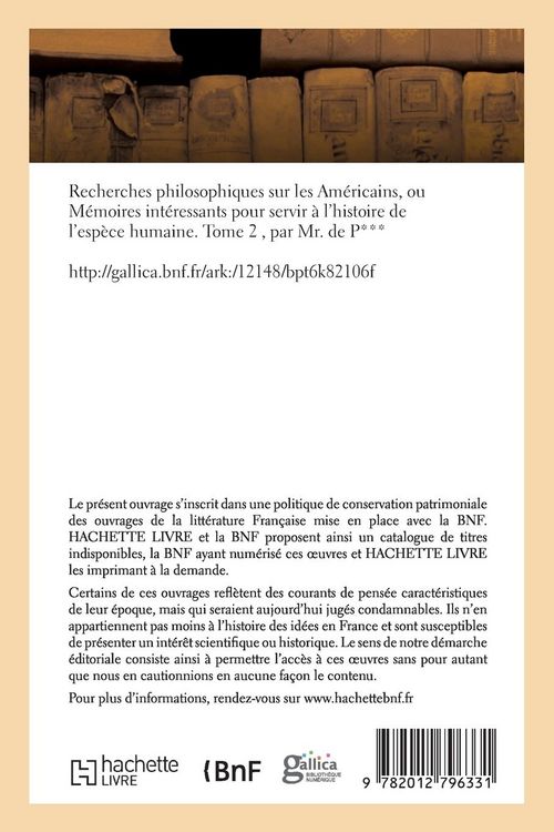 Produktbild: Recherches philosophiques sur les Am&eacute;ricains. Tome 2