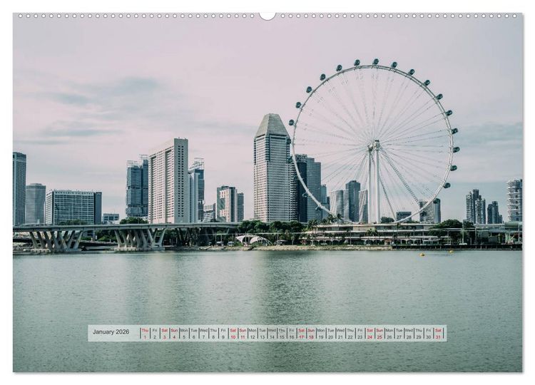 Produktbild: Discover Singapore (High Quality Premium Wall Calendar 2026 DIN A2 landscape),CALVENDO 12 Month Wall Calendar
