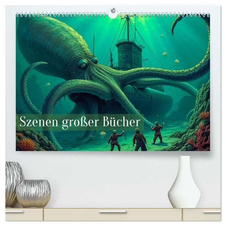 Produktbild: Vergessene Abenteuer - Szenen gro&szlig;er B&uuml;cher (hochwertiger Premium Wandkalender 2026 DIN A2 quer), Kunstdruck in Hochglanz