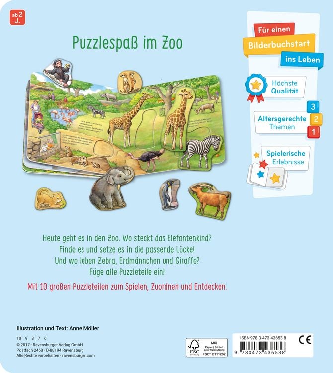 Produktbild: Mein gro&szlig;es Puzzle-Spielbuch - Zoo