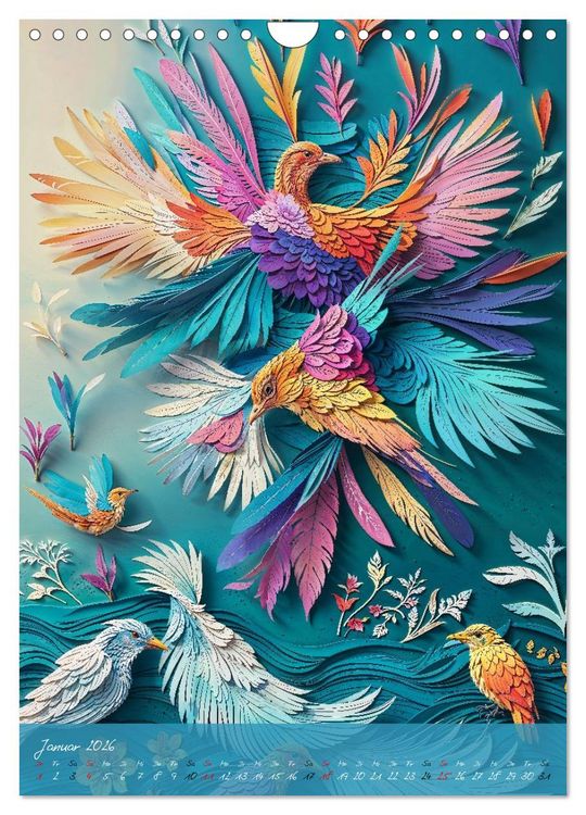 Produktbild: Papierv&ouml;gel - Digitale Kunst (Wandkalender 2026 DIN A4 hoch), CALVENDO Monatskalender