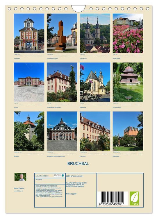 Produktbild: BRUCHSAL (Wandkalender 2026 DIN A4 hoch), CALVENDO Monatskalender