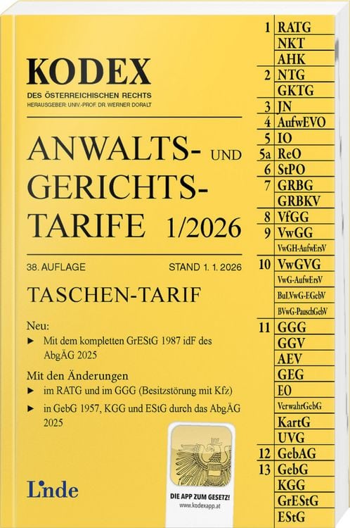 Produktbild: KODEX Anwalts- und Gerichtstarife 1/2026