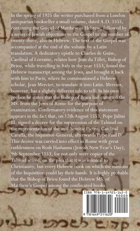 Produktbild: An Old Hebrew Text of St. Matthew's Gospel