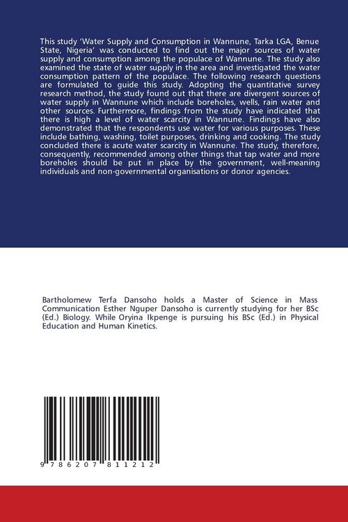 Produktbild: Water Supply and Consumption in Tarka Lga, Benue State, Nigeria