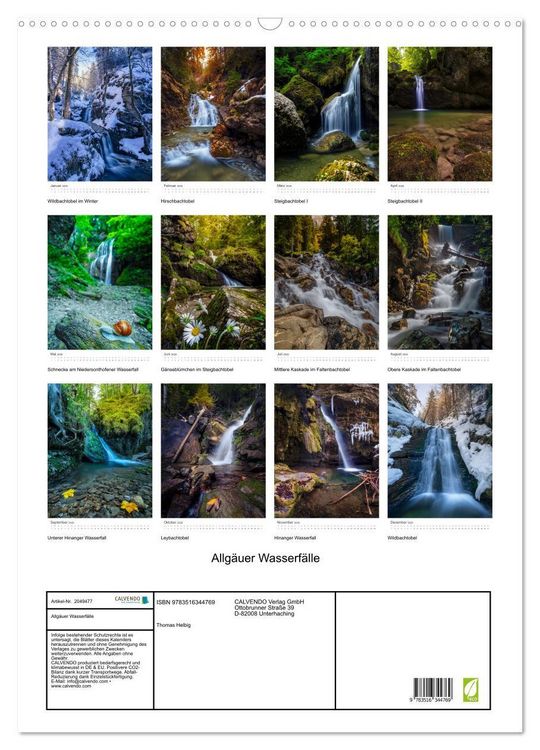 Produktbild: Allg&auml;uer Wasserf&auml;lle (Wandkalender 2026 DIN A2 hoch), CALVENDO Monatskalender