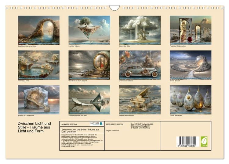 Produktbild: Zwischen Licht und Stille - Tr&auml;ume aus Licht und Form (Wandkalender 2026 DIN A3 quer), CALVENDO Monatskalender